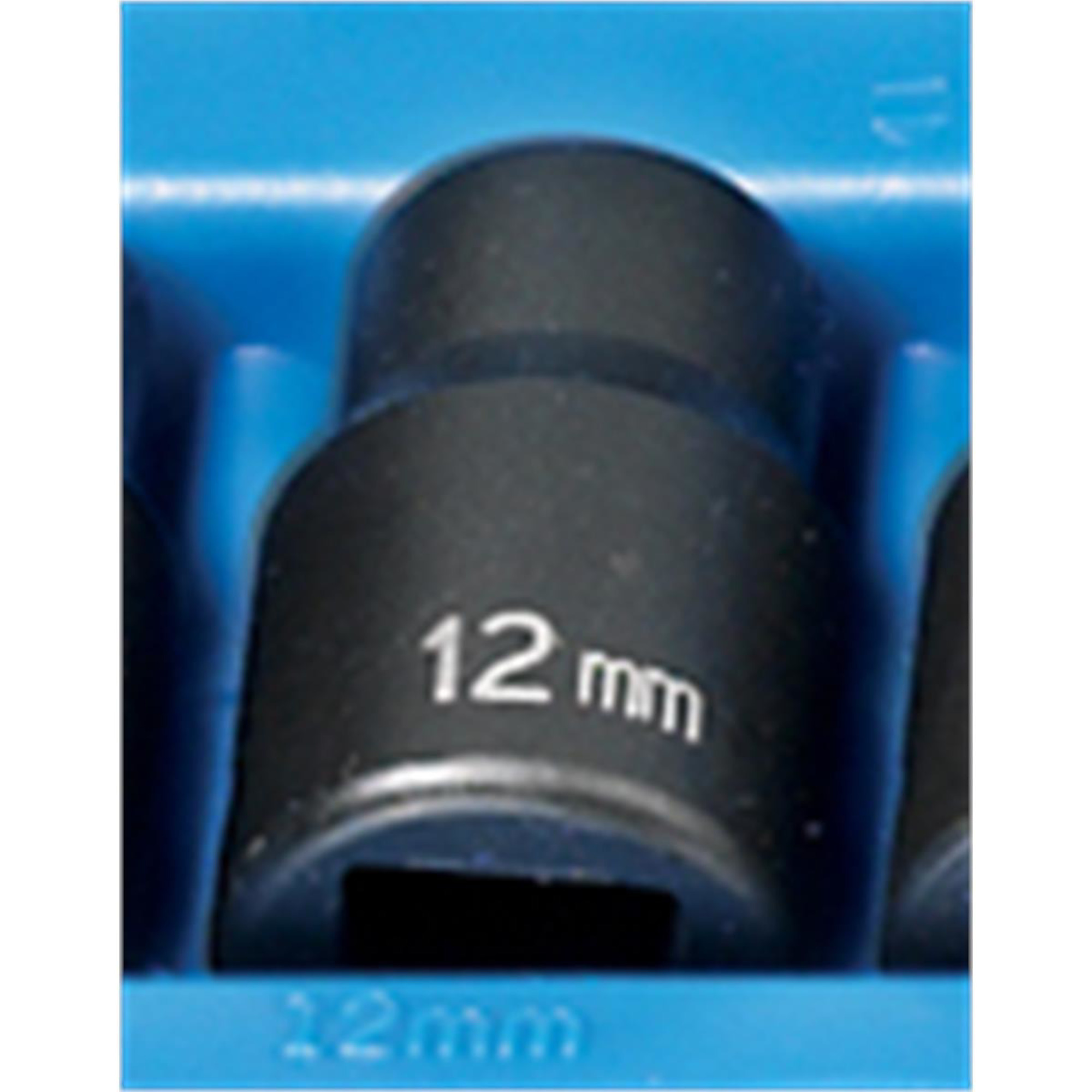 Grey Pneumatic Impact Socket — 12mm, 1/2in. Drive, 12-Point, Chrome-Molybdenum Steel, Model# GRE2112M